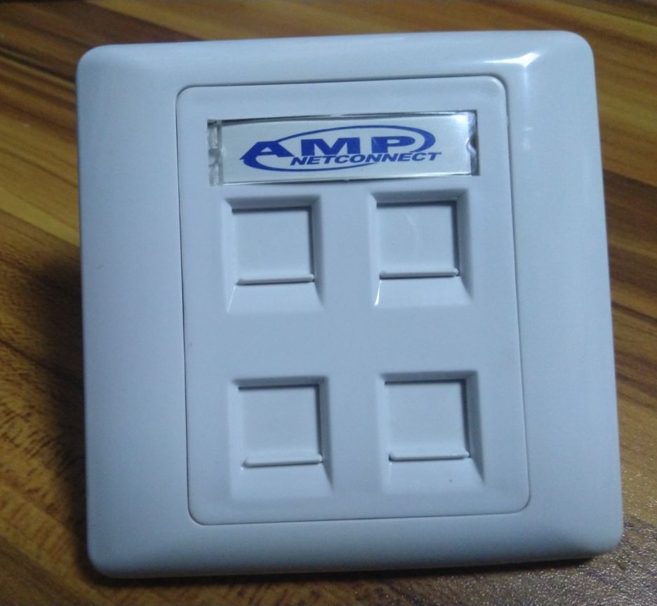AMP Ampep four Internet Phone Panel Four-mouth Computer RJ45 RJ11 Wall plugging 86 Type Wall Switch socket