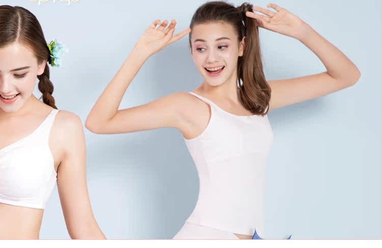 Hàng trăm thời kỳ phát triển vest dài đồ lót học sinh thoải mái cotton không có áo ngực học sinh trung học cơ sở áo lót su
