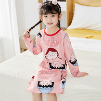 girls' autumn pure cotton long sleeve cartoon baby spring autumn children's pajamas girls' long home clothes little pills