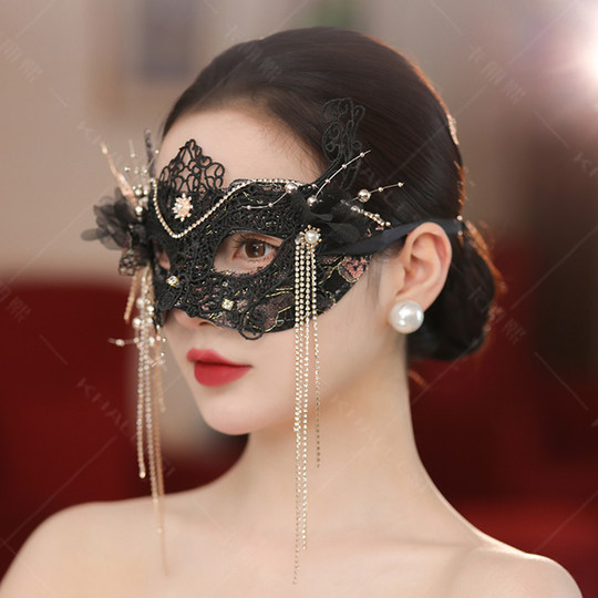 Black sexy mask half-face female live broadcast masquerade party mood anchor Halloween mask mask decoration