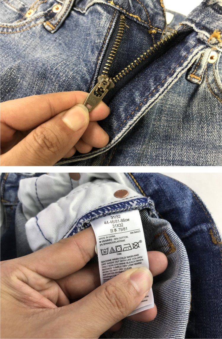 Cotton nguyên chất giặt quần jean trắng cũ thẳng quần jeans đường phố giản dị đơn giản chân mỏng quần nam quần jean nam