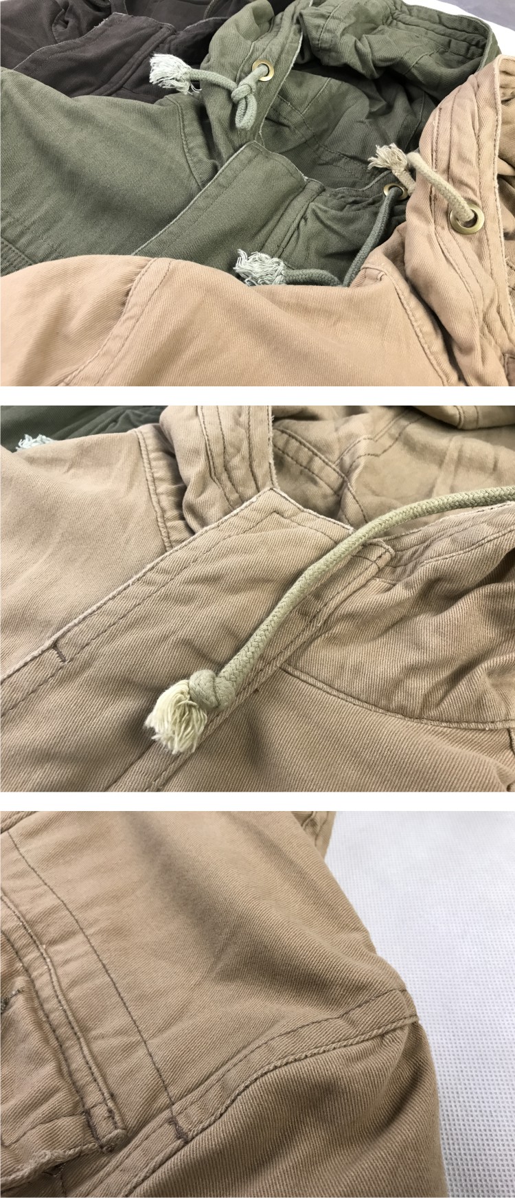 Cotton giặt quần áo nam dụng cụ một lớp áo khoác trùm đầu Mùa xuân và mùa thu Áo khoác nhiều túi áo khoác nam trung niên