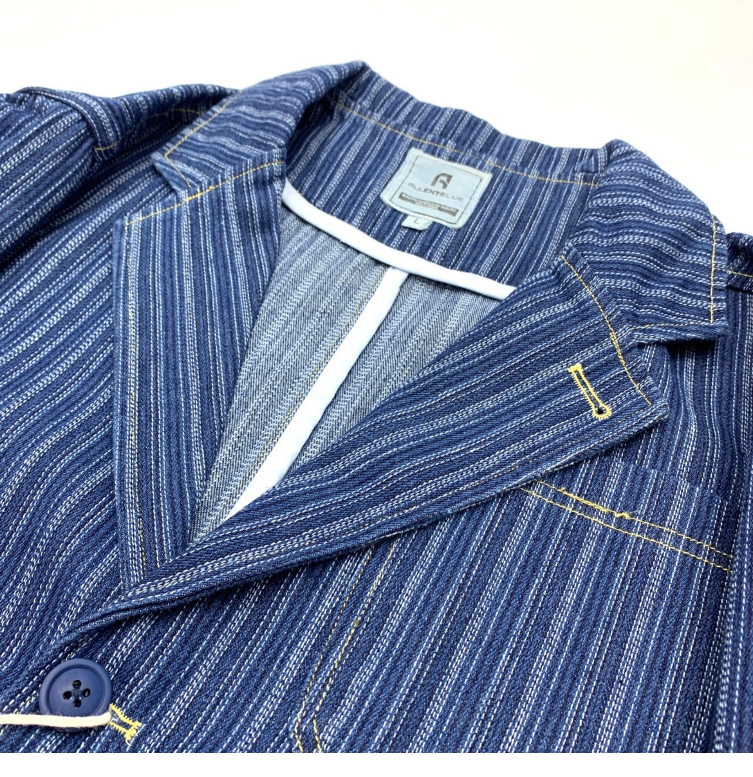 Loose Casual Suit Men Casual Single Japanese Retro Denim Striped
