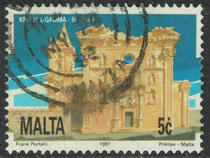 Malta 1991 Tourism Scenery General Ticket 5c Old Church Sold 1 (Stamped in Different Positions)