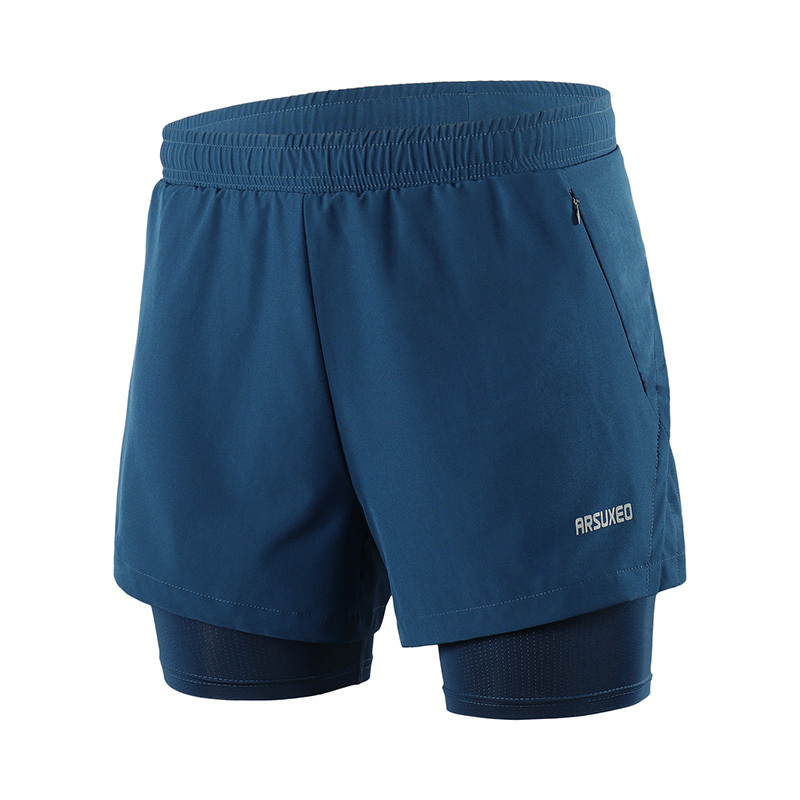 Aisuo Men's Summer Sports Shorts, Double-Layer Anti-Exposure Running Shorts, Training Fitness Three-Quarter Shorts, Quick-Drying and Breathable Aisuo Men's Summer Sports Shorts, Double-Layer Anti-Exposure Running Shorts, Training Fitness Three-Quarter Shorts, Quick-Drying and Breathable