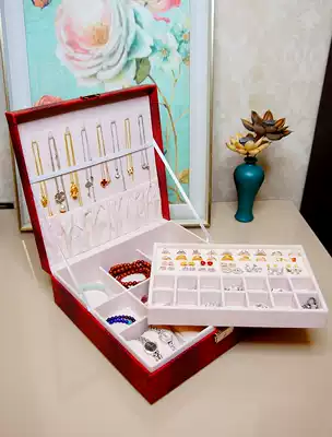 Beier Dandi jewelry storage jewelry jewelry box simple with lock ring necklace watch box Red White Black