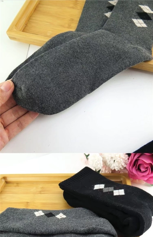 Mùa đông dày nam vớ vớ Terry vớ Thời trang ống kim cương cotton vớ cotton nam vớ