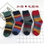 Mùa đông dày ấm đôi tất nữ Phụ nữ ống giữa thỏ len terry vớ Retro gia đình nổi tiếng gió mùa đông vớ sinh viên tất vớ