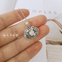 Newborn retro lanial hair pendant necklace diy sterling silver baby full moon safe long life lock tire hair souvenir