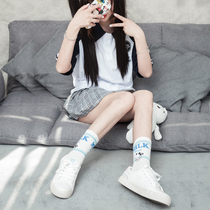 Letter socks female ins tide socks Net red thin summer Korean strawberry milk stockings female Japanese soft sister cute