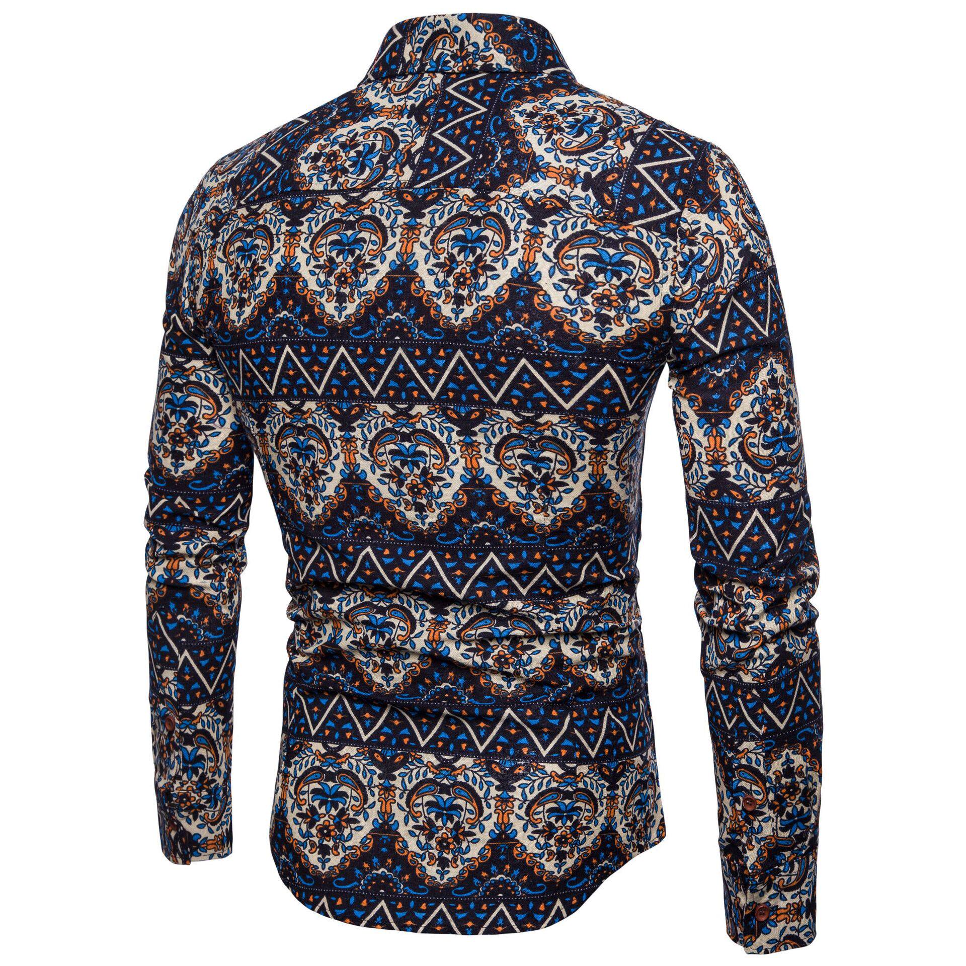In stock all year round. The 2019 new men's trendy patterned long-sleeved shirts for foreign trade are fashionable and casual. The club's floral shirts are selling well pic 20
