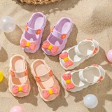 Летние нескользящие тапочки для принцессы, сандалии с бантиком, пляжная обувь, подходит для подростков, мягкая подошва
