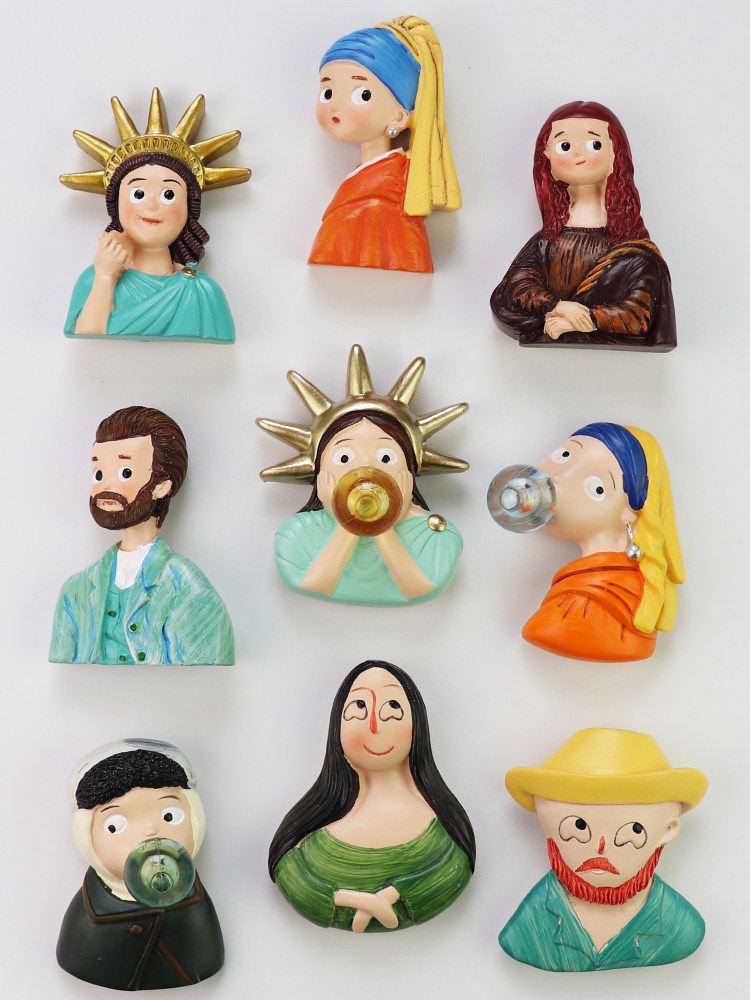 3D three-dimensional cute goddess blowing balloon resin refrigerator sticker Decorative magnet sticker Hot air balloon magnet magnet European style