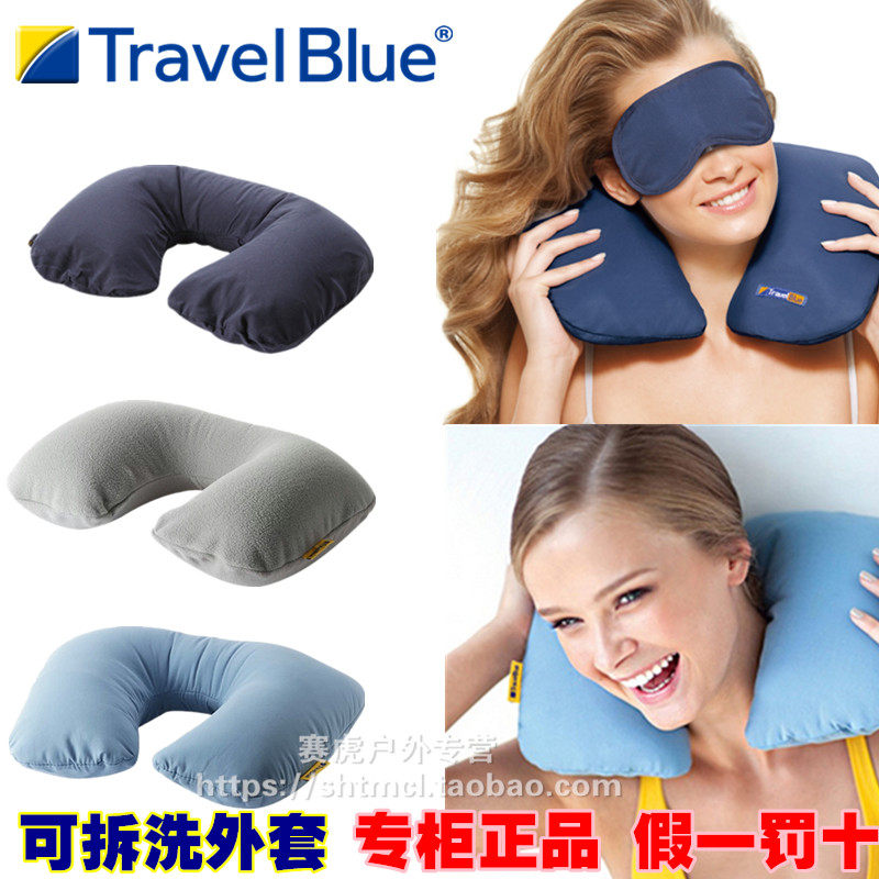 Travel Blue Brigade Removable Washable Inflatable U Pillow Plane Neck Ram Air Ram Air Pillow Travel Pillow Sleeping Pillow