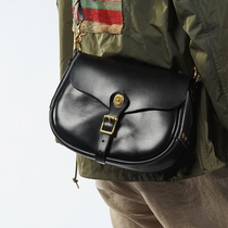HK workshop Holvin first layer cowhide hand-made retro classic pony saddle bag messenger hand-carried shoulder bag