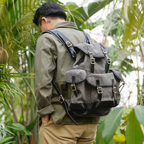 HK workshop medium size pepper salt fabric backpack K60 retro outdoor camping travel hand-made backpack