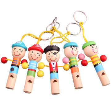 Children's puzzle toy cartoon mini whistle wood blowing instrument pirate shape hanging parts