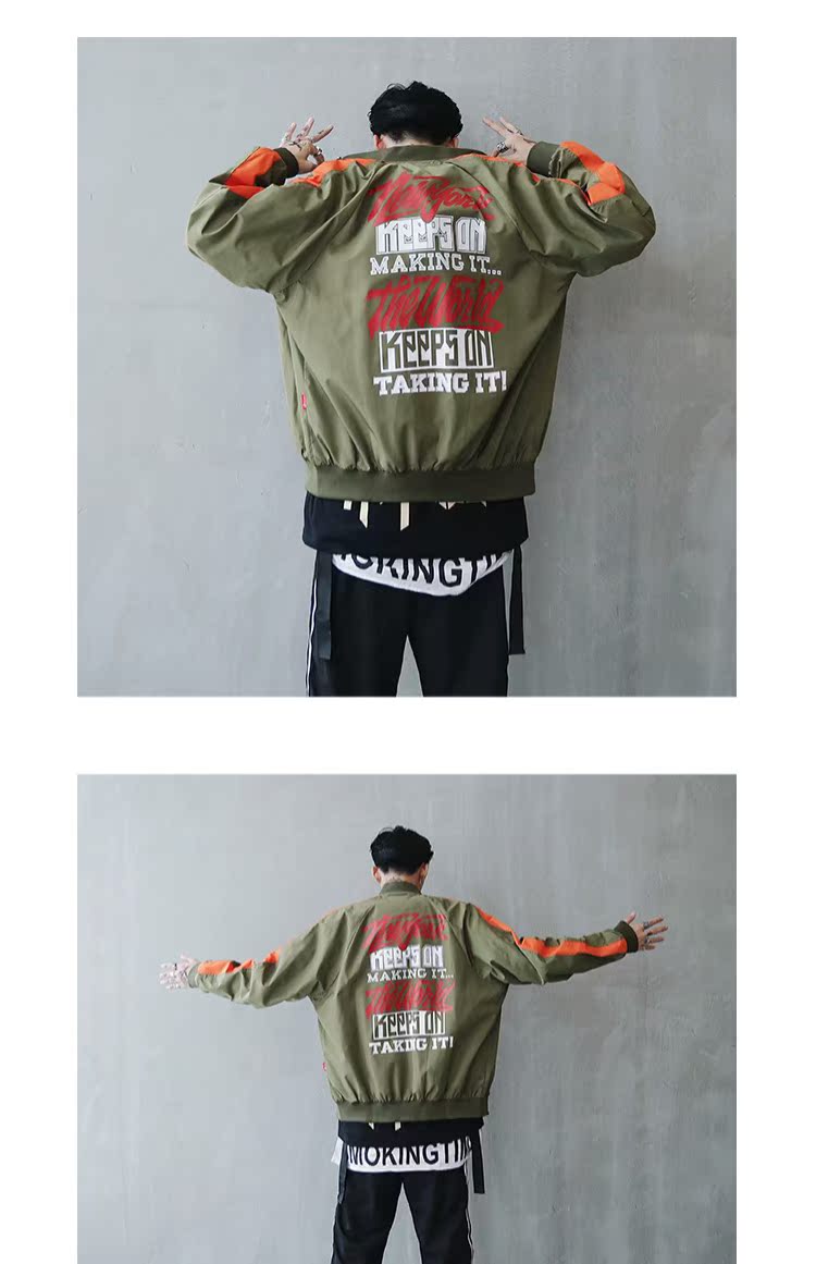 Áo khoác phi công dành cho nam Áo khoác lửng nam đường phố màu đỏ 嘻 jacket Áo khoác thủy triều Mỹ thương hiệu đồng phục nam mùa xuân và mùa thu bomber jacket nam