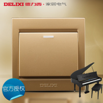 Delixi switch socket CD810 champagne gold one open single control with fluorescent single open single gold