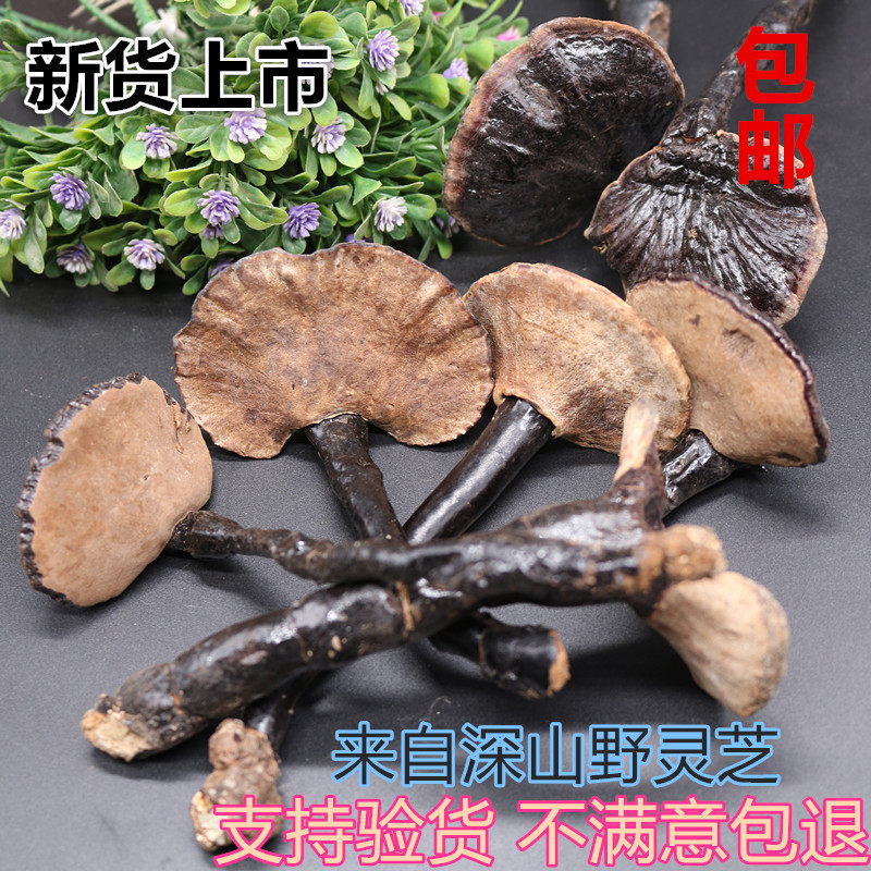 Guangxi wild Ganoderma lucidum Chinese herbal medicine black Ganoderma lucidum golden-edged fragrance strong tea and wine free sliced ​​grinding powder 250g