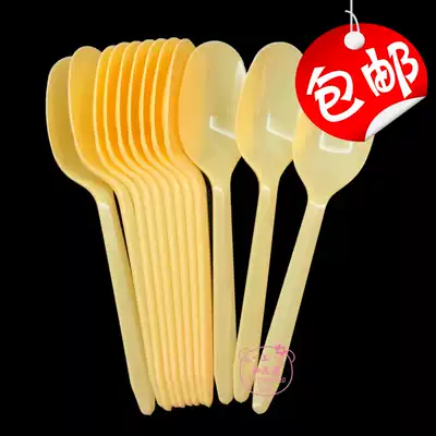 Thickened ds1 Disposable Plastic Spoon Ice Cream Spoon Sand Ice Spoon Big More Rice Spoon Soup Spoon Long Handle Spoon 700 PCs