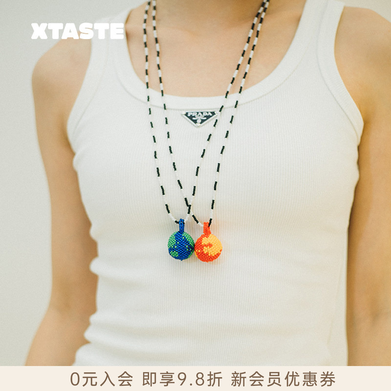 Xtaste Colombia Pajara Pinta Earth Necklace Handmade Beaded Original Design Sweater Chain
