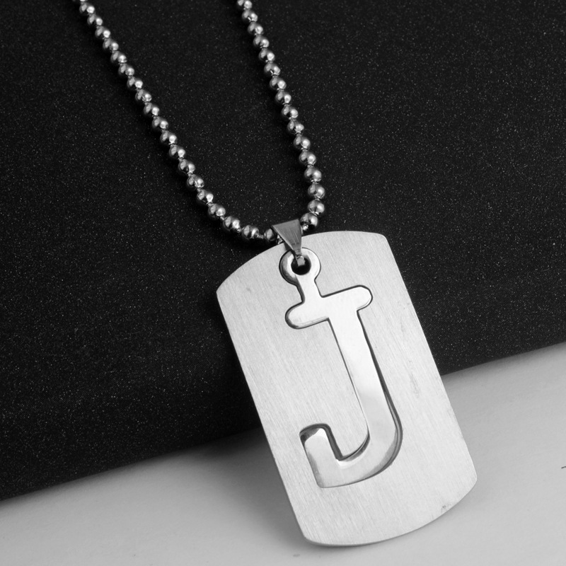 Mens Personalized Stainless Steel Necklace Initial Large 26 AZ Letters