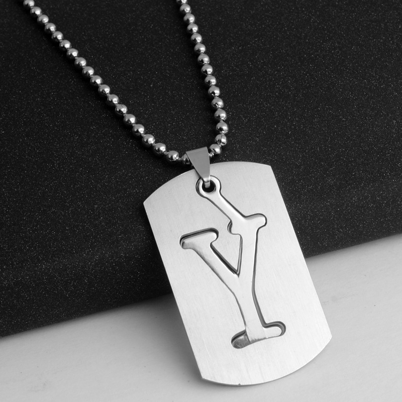 Mens Personalized Stainless Steel Initial Large 26 AZ Letters Pendant