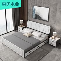 Nordic bed modern simple light luxury double bed master bedroom pneumatic high Box storage bed small apartment wedding bed 1 5 m bed