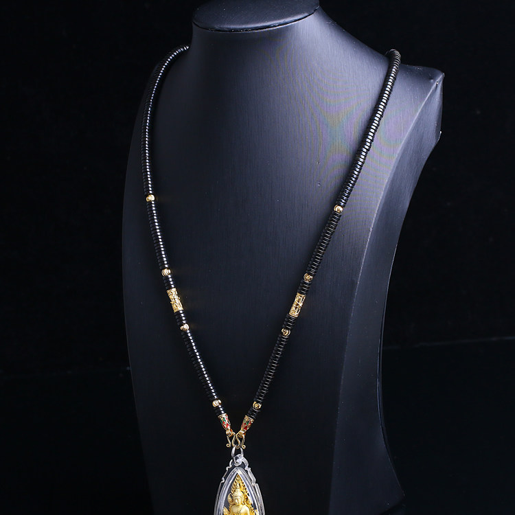 Thailand Flemish chain 6mm coconut shell fad tranche of Thailand's gilt enamel hung