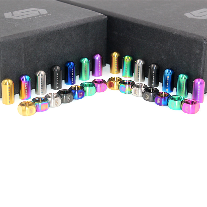 S-PARTS Stan.Ti titanium nozzle cap inner tube American nozzle lid nut road mountain bike