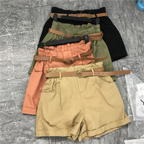 GMS shorts womens summer new 2019 Han Xian thin wide leg pants High waist casual pants leg length ins super fire belt