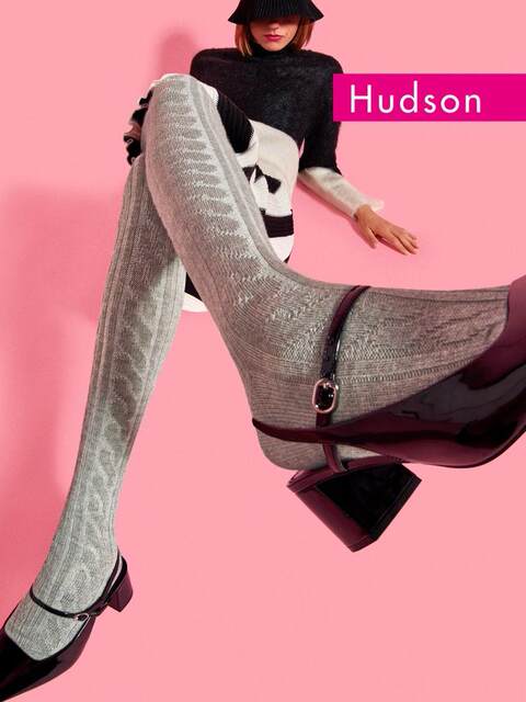 German Imported Hudson Winter Plait Wool-Blend Cable Knit Autumn and Winter Warm Semi-Sheer Tights