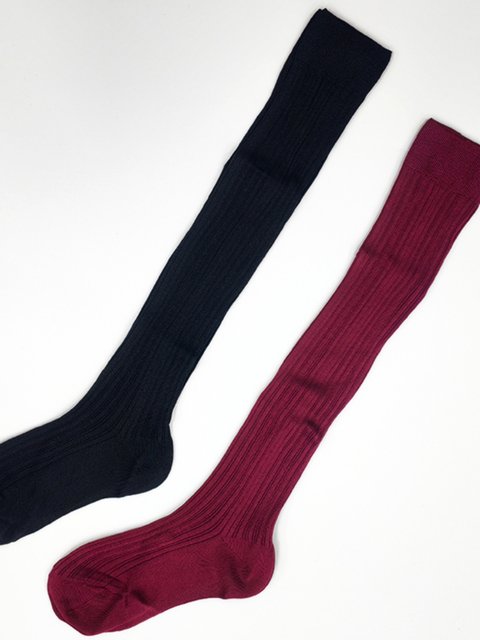 Swiss Imported Fogal Silk-Cotton Blend Comfortable Skin-Friendly Slimming Vertical Stripe Mid-Calf Women's Socks