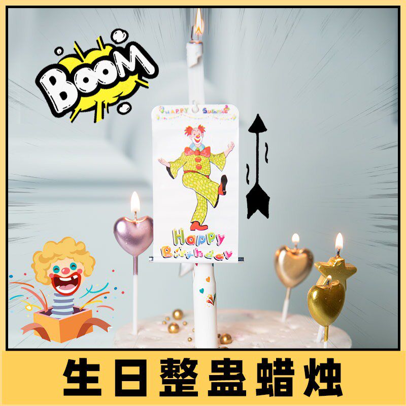 Birthday Candle Creative Digital Net Red Surprise Clown Birthday Cake with a candle baby child to blame the whole person