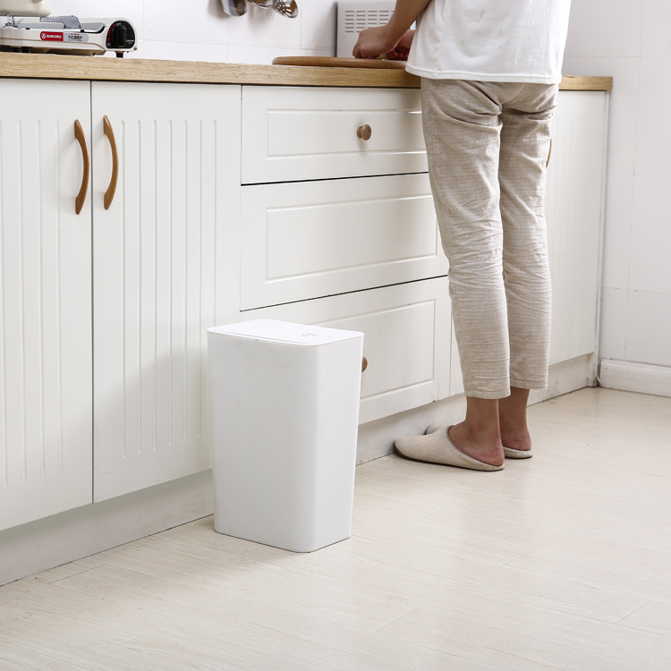 Good Quality Thick Narrow Press-Type Trash Can for Kitchen and Living Room, Household Plastic Pop-Top Storage Bin, Available in Various Sizes 15
