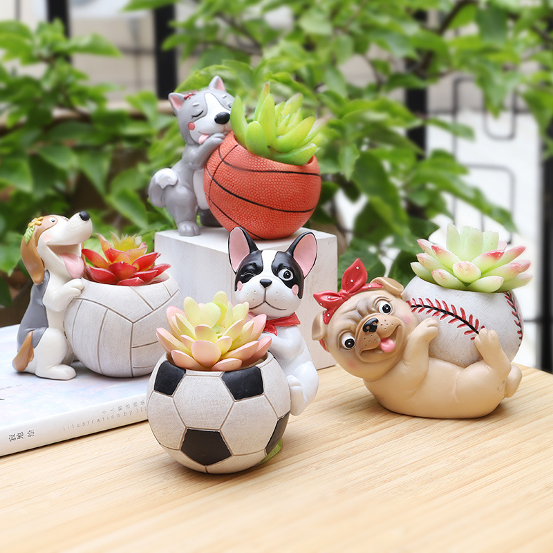 zakka creative animal dog fleshy flower pot landscape ornament decoration Ye Nativity day small gift flower vase