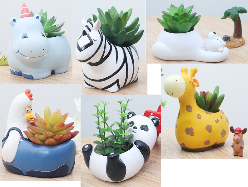 zakka Creative Panda River Horse Chicken Animal Multimeat Plant Flower Pot Floral Pendulum for Birthday Gift Home Decoration
