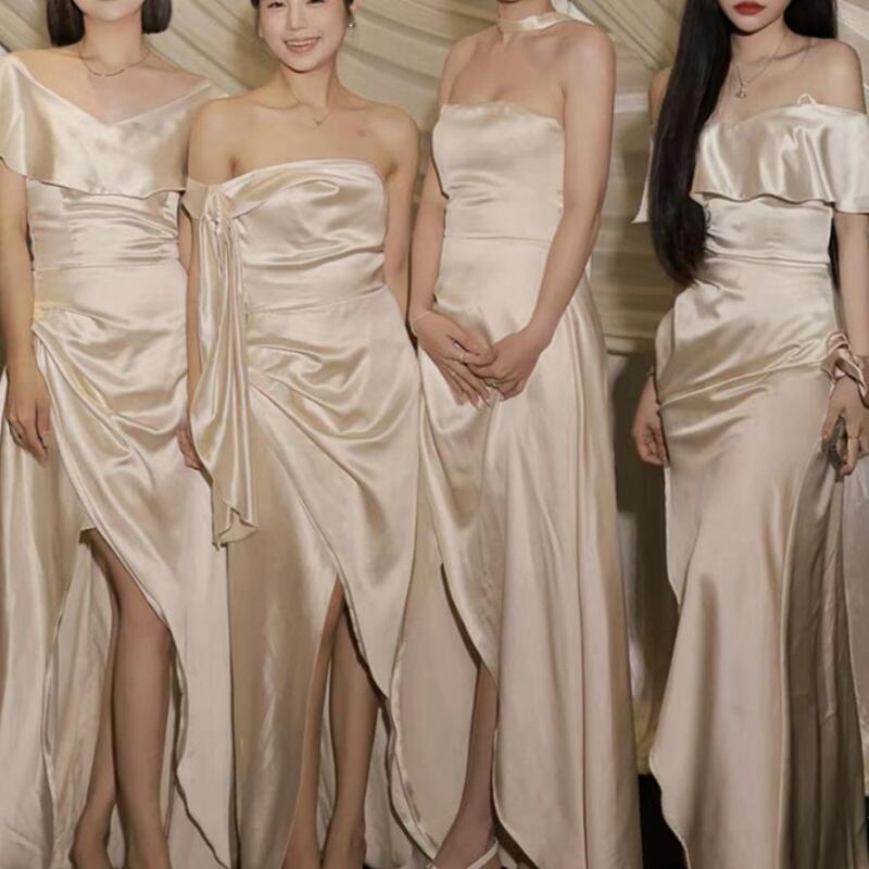 Champagne-Colored Satin Bridesmaid Dress 2026 New Summer High-End Style Can Be Worn Casually Sister Group Stunning Dress for Women
