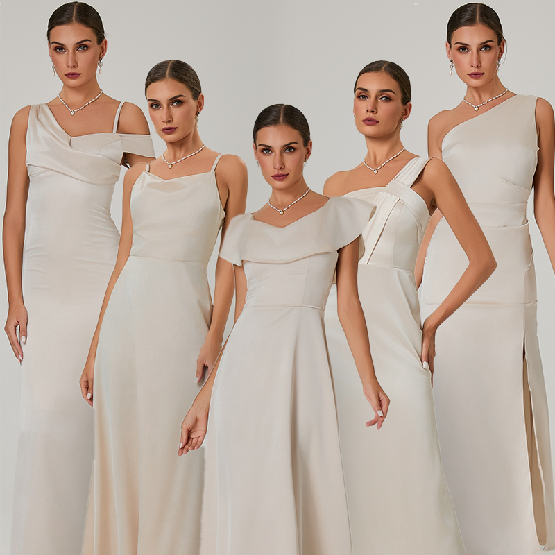 Satin Champagne-Colored Bridesmaid Dress, High-End, Light Luxury, Niche, Stunning Evening Gown, Sister Group Can Wear It Casually