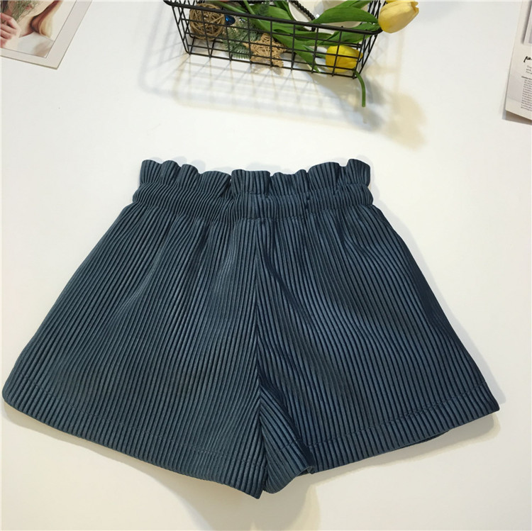 Thời trang slim 2018 phiên bản Hàn Quốc mới của quần lửng dây rút cao ngang eo nhung kẻ sọc nữ mùa thu đông quần thể thao nữ 