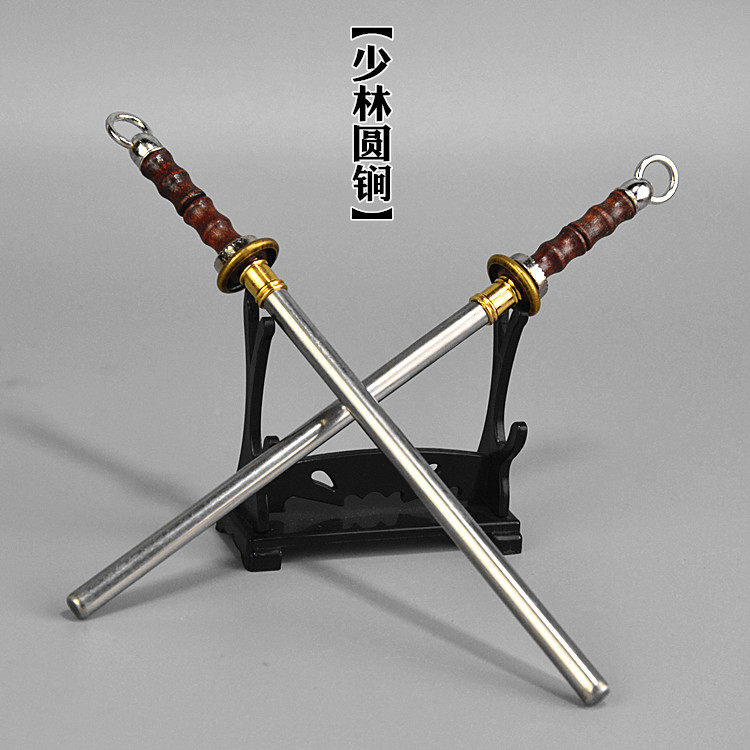 1:6微缩武器模型 少林圆鞭双锏 兵人场景装备玩具