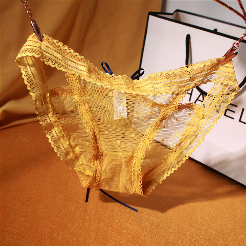 Good product ▲Breathable▲Sexy panties female European and American bowknot mesh gauze traceless hot low waist bag hip briefs