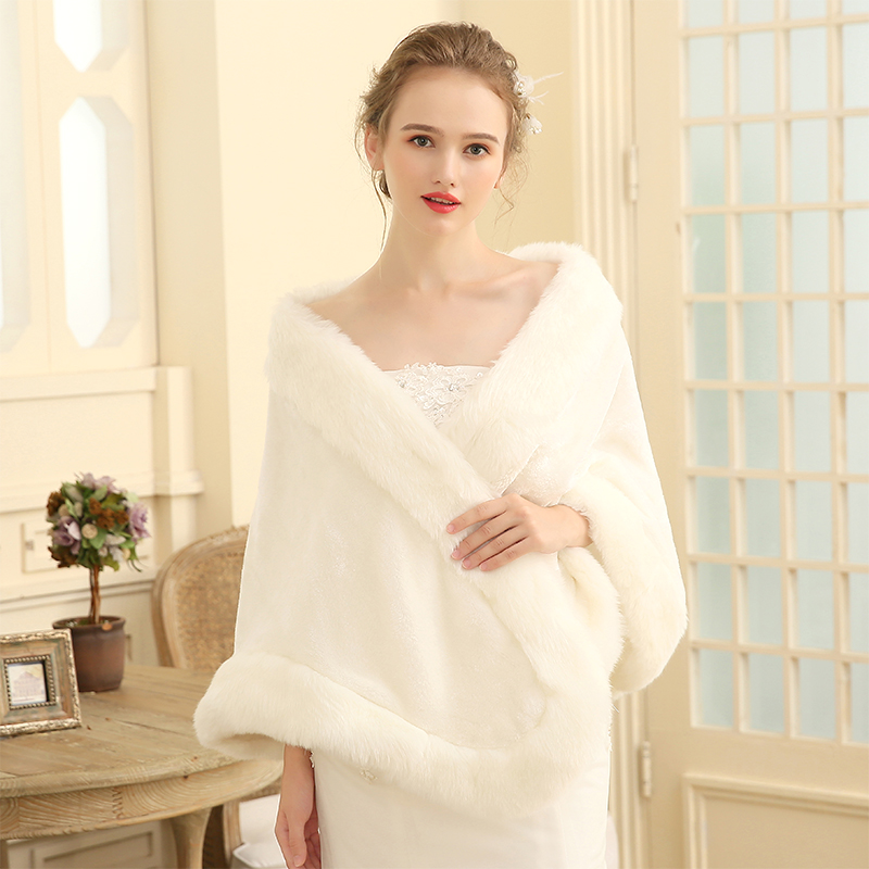 Fur Shawl New Bridal Bridal Wedding Dress Exterior Lap Autumn Winter New Soft Warm Exterior Hitch Elegant Fashion Shawl