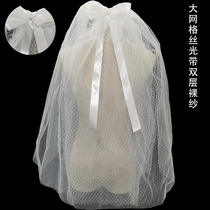 Short paragraph bride wedding main wedding dress head yarn supersenssensual net red photo prop butterfly knot mesh head yarn headwear