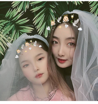 White parent-child female head yarn baby childrens head yarn short head yarn headwear oversenssenssen nemesis red photo prop