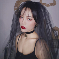 Black head yarn female bridal nemesis red photo prop retro head yarn headwear ultra-senssenssen Korean style short Halloween