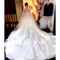 Long paragraph bridal head yarn lace side head yarn headwear supersensonian bridal wedding wedding dress white long and large tug tail