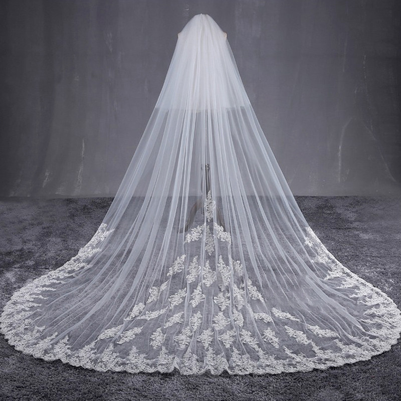 Love under the moon new Korean lace flower super long tail soft yarn 38 meters long wedding dress yarn