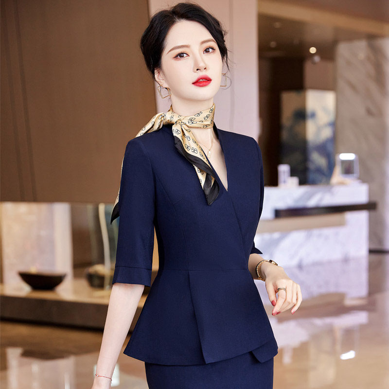 Work clothes suit female summer beauty salon hotel front desk work clothing jewelry store sample house display center tooling suit skirt